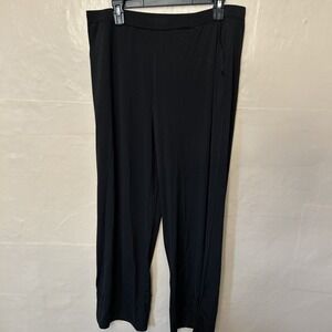 Halston Medium Black Jet Set Silky Knit Wide Leg Dress Pants